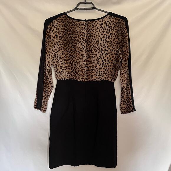 Nicole Miller Animal Print Dress 10 Y2K Leopard Mob Wife Sheer Edgy Sheer Club - Picture 5 of 12